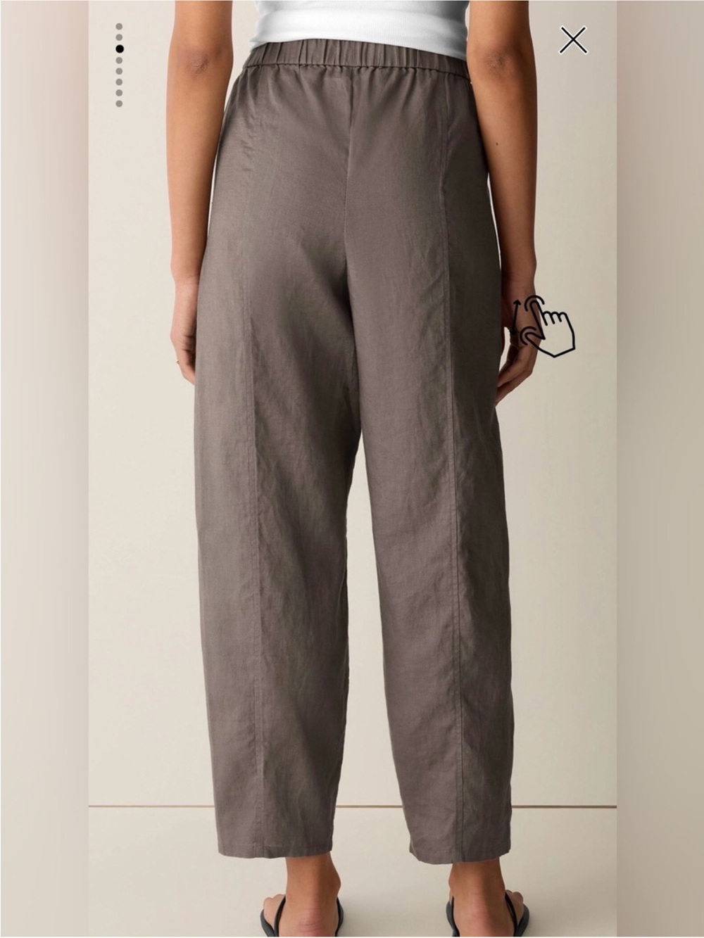 Eileen Fisher Organic Linen Pleated Lantern Pant in Taupe/Cocoa L - Picture 3 of 11